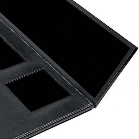 Dacasso Black Leather 34" x 20" Desk Mat with Folding Side Rails PR-1041